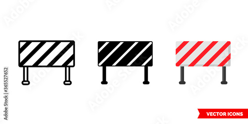 Road barrier icon of 3 types. Isolated vector sign symbol.