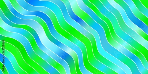 Light Blue, Green vector pattern with lines. Colorful geometric sample with gradient curves. Design for your business promotion.