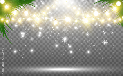 Snowfall. A lot of snow on a transparent background. Christmas winter background. Snowflakes falling from the sky.