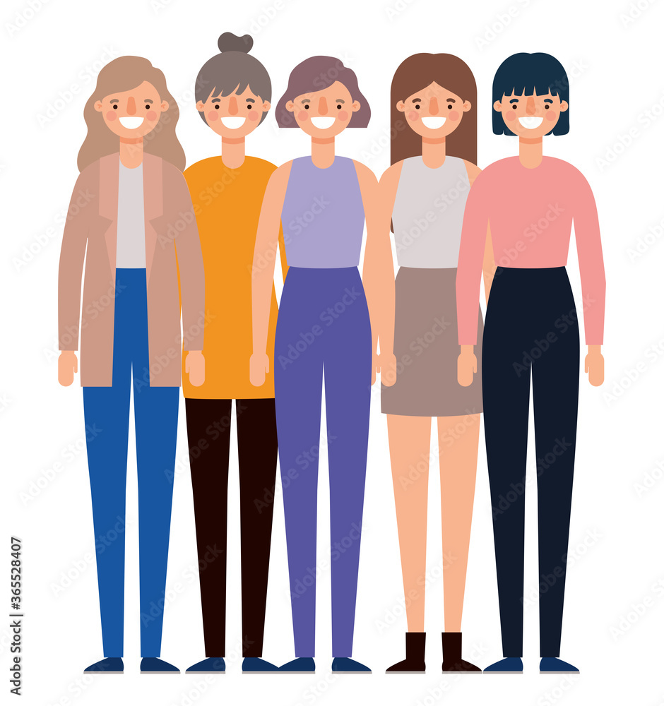 women avatars cartoons smiling design, Woman girl female person and people theme Vector illustration women avatars cartoons smiling design, Woman girl female person and people theme Vector illustration