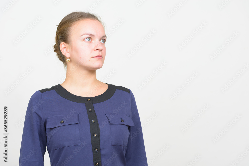 Studio shot of young beautiful blonde businesswoman Studio shot of young beautiful blonde businesswoman