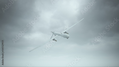 Drone Unmanned Aerial Vehicle Aircraft Flying Low Overcast Day 3d illustration 3d render