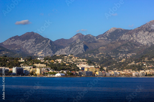 Roquebrune Cap Martin in Provence, France. Mediterranean Sea. French Riviera. Menton, Europe, Tourism, Vacation. Cote d'Azur. European City.