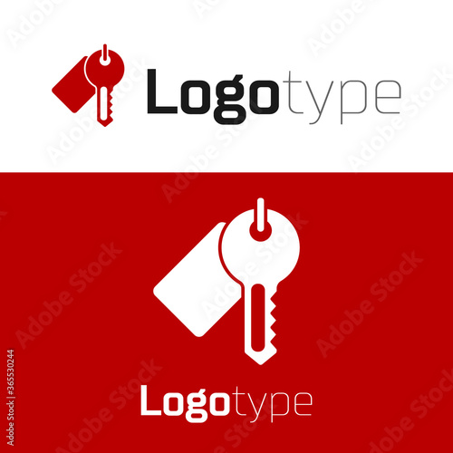 Red Marked key icon isolated on white background. Logo design template element. Vector.