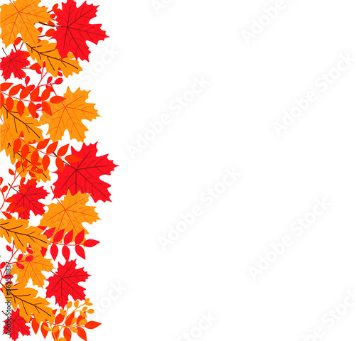 Vector illustration of a stock of autumn falling leaves on a white background. In the fall, foliage falls and poplar leaves fly in blurry wind movements. Orange design for autumn design. EPS10