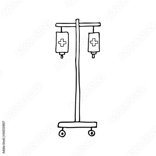 Doodle medical drip icon in vector. Hand drawn medical drip icon in vector. Doodle medical icon