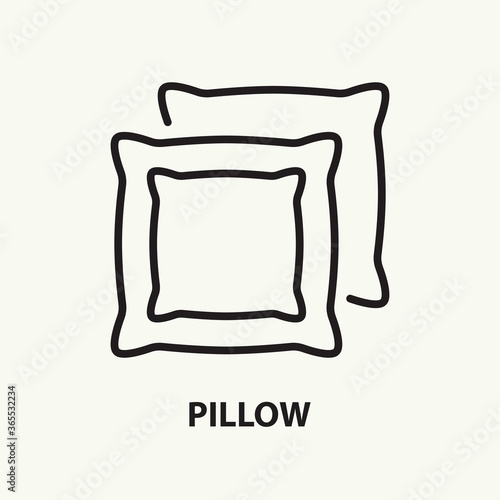 Pillow flat line icon. Cushion vector illustration.