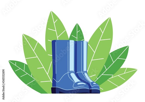 garden shoes flat illustration. a pair of red rubber boots