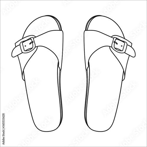 Flip flop sandal shoes for men. Doodle vector illustration