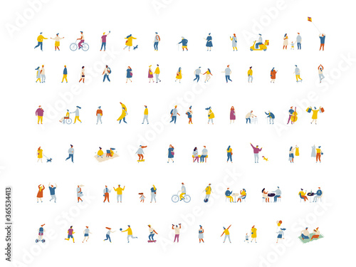 People crowd flat vector set. Background people isolated on white background