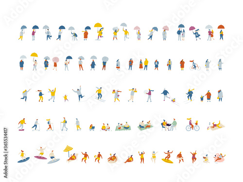 People crowd flat vector set. Background people isolated on white background