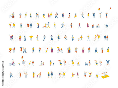 People crowd flat vector set. Background people isolated on white background