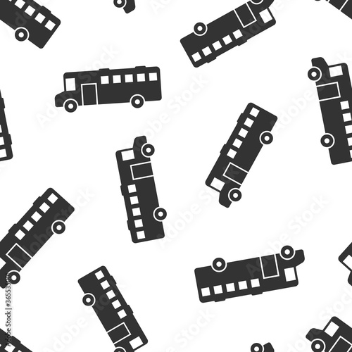 Bus icon in flat style. Coach vector illustration on white isolated background. Autobus vehicle seamless pattern business concept.