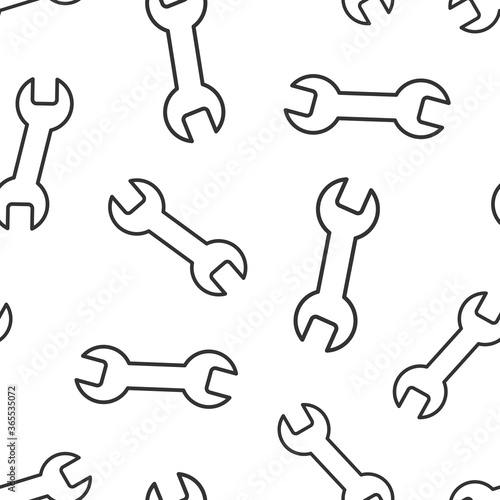 Wrench icon in flat style. Spanner key vector illustration on white isolated background. Repair equipment seamless pattern business concept.