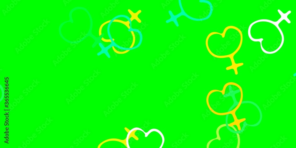 Light Green, Yellow vector background with woman symbols. Light Green, Yellow vector background with woman symbols.