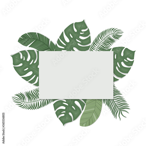 Frame with tropical leaves