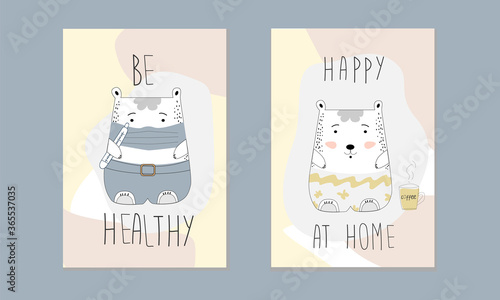 vector collection of cute bears with inspirational inscriptions