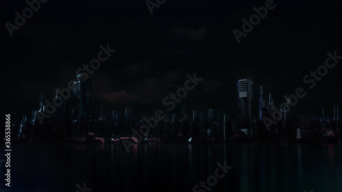Düstere Skyline bei Nacht   3D Render Illustration © Jacqueline Weber