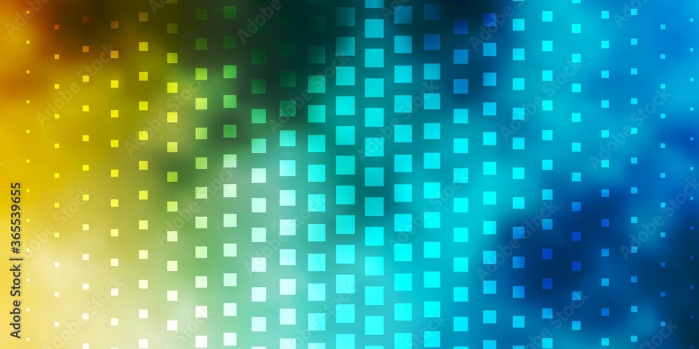 Light Blue, Yellow vector pattern in square style. Rectangles with colorful gradient on abstract background. Design for your business promotion.