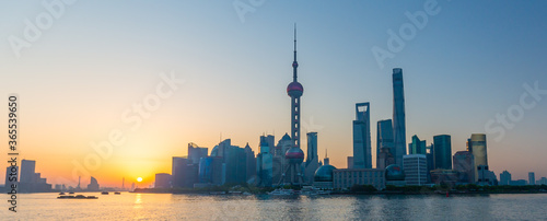 Photography Sun rising over Shanghai - colorful dusk at the chinese metropolis