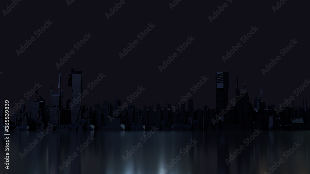 Düstere Skyline bei Nacht | 3D Render Illustration