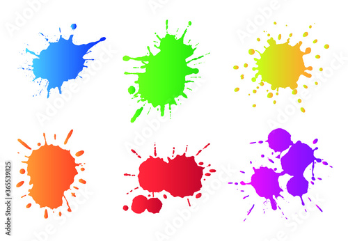 Set of colorful ink splashes.