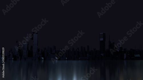 Düstere Skyline bei Nacht | 3D Render Illustration