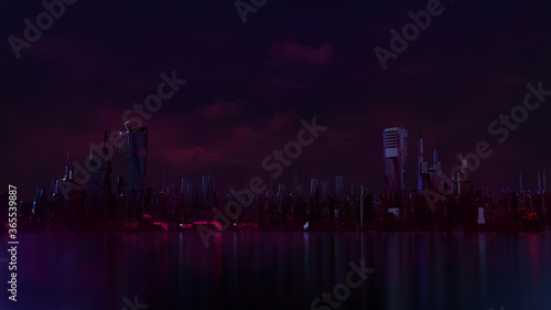 Düstere Skyline bei Nacht   3D Render Illustration © Jacqueline Weber