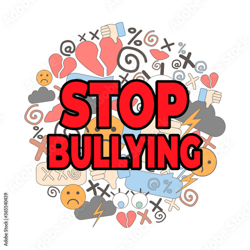 poster of National Bullying Prevention Month. hate and cyberbullying. online pressure. sexual remarks, or pejorative labels. profanity and sexual harassment. hatred. stop bullying