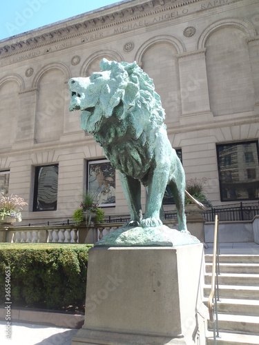 Lion Statue in front of Library Downtown Chicago 2013