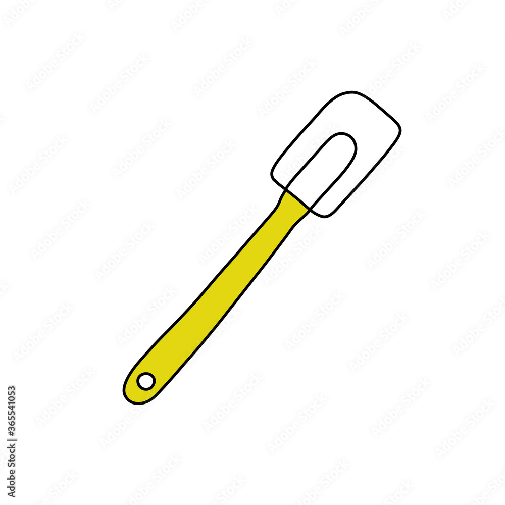 spatula doodle icon, vector color line illustration