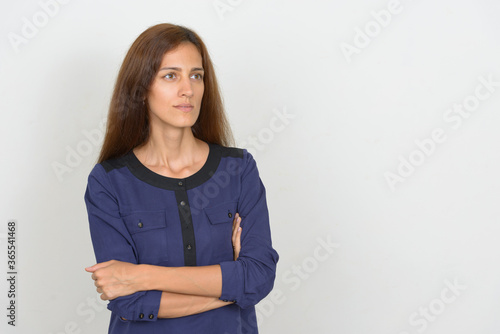 Portrait of young beautiful businesswoman with brown hair