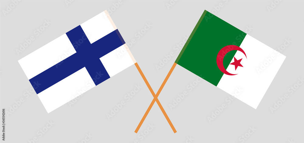 Crossed flags of Algeria and Finland