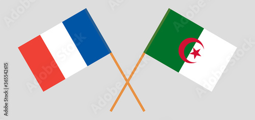 Crossed flags of Algeria and France
