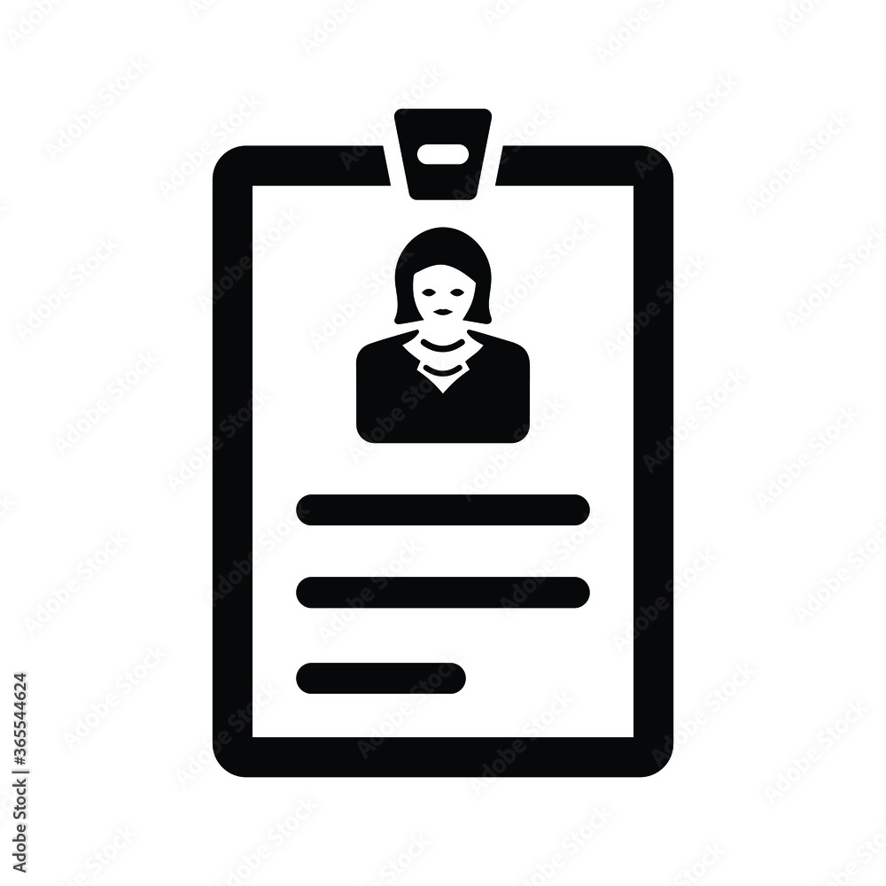Id card icon / black color