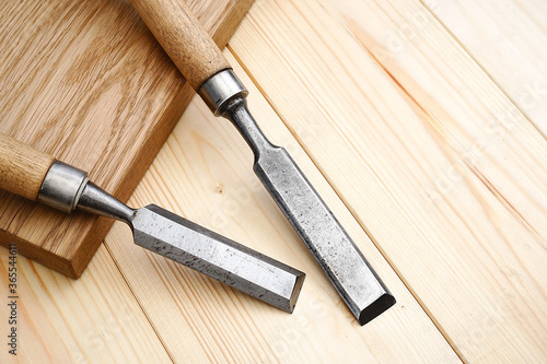 steel chisels and wood