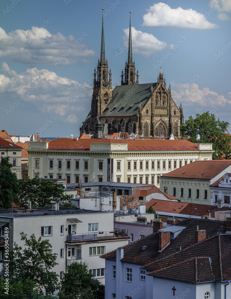 Obraz premium Cathedral of St. Peter & Paul as seen from Spilberk Castle , Brno, Czech Republic