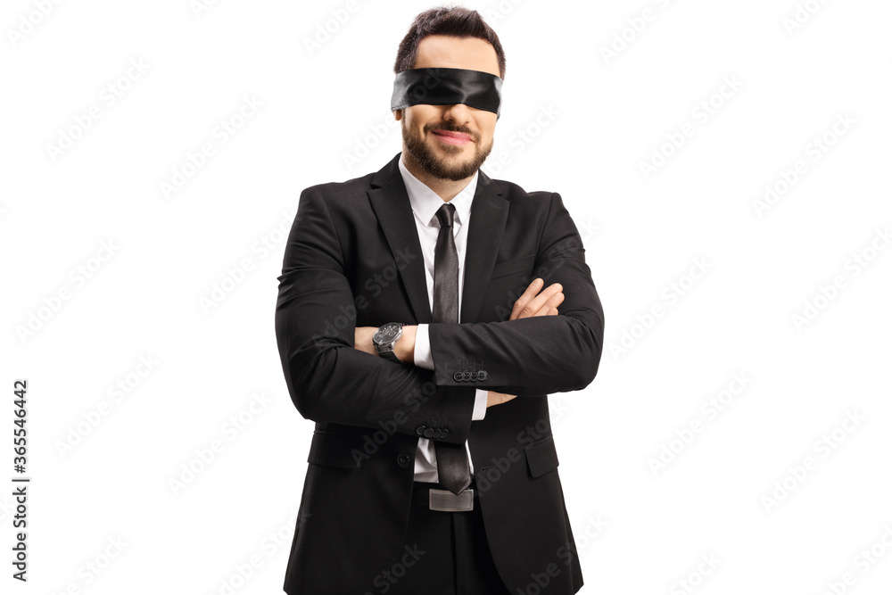 Businessman wearing a blindfold Businessman wearing a blindfold