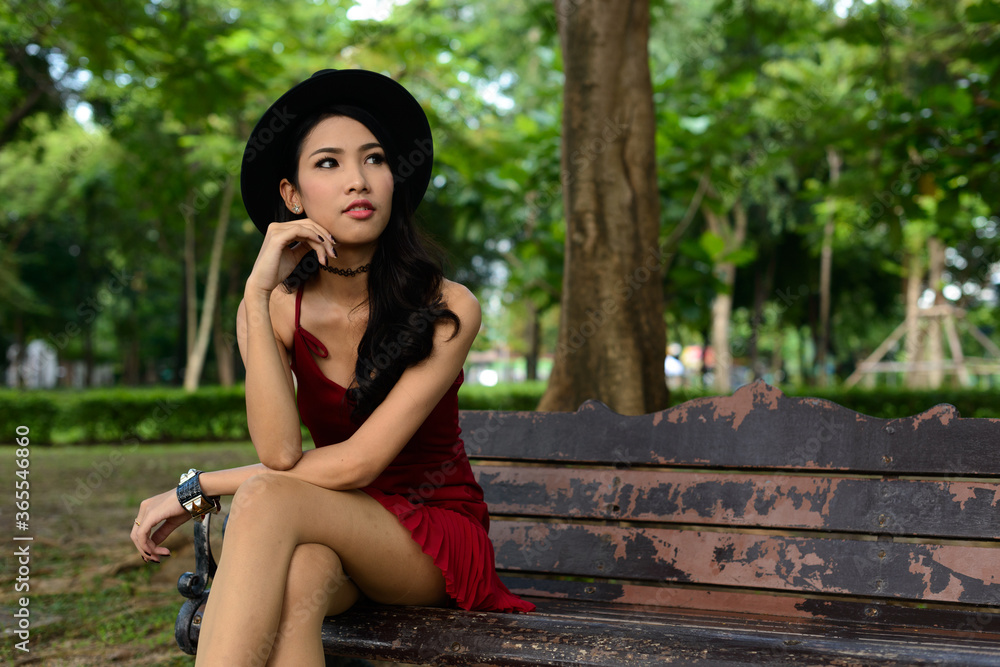 Portrait of young beautiful Asian woman at the park Portrait of young beautiful Asian woman at the park