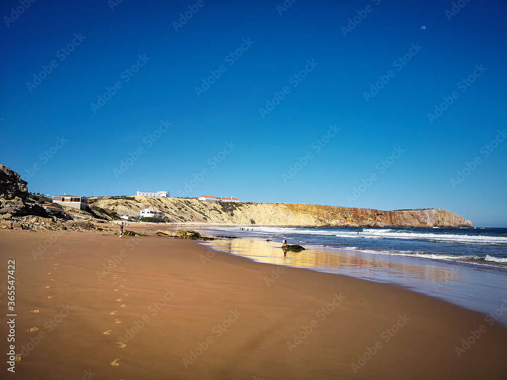 Sagres, Praia da Mareta beach, Algarve, Portugal
Praia da Mareta beach in Sagres and is a popular beach for surfing. Region of Algarve, in Portugal