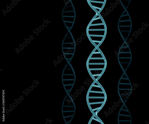 DNA molecules structure on black background. Science and Technology concept  3d render