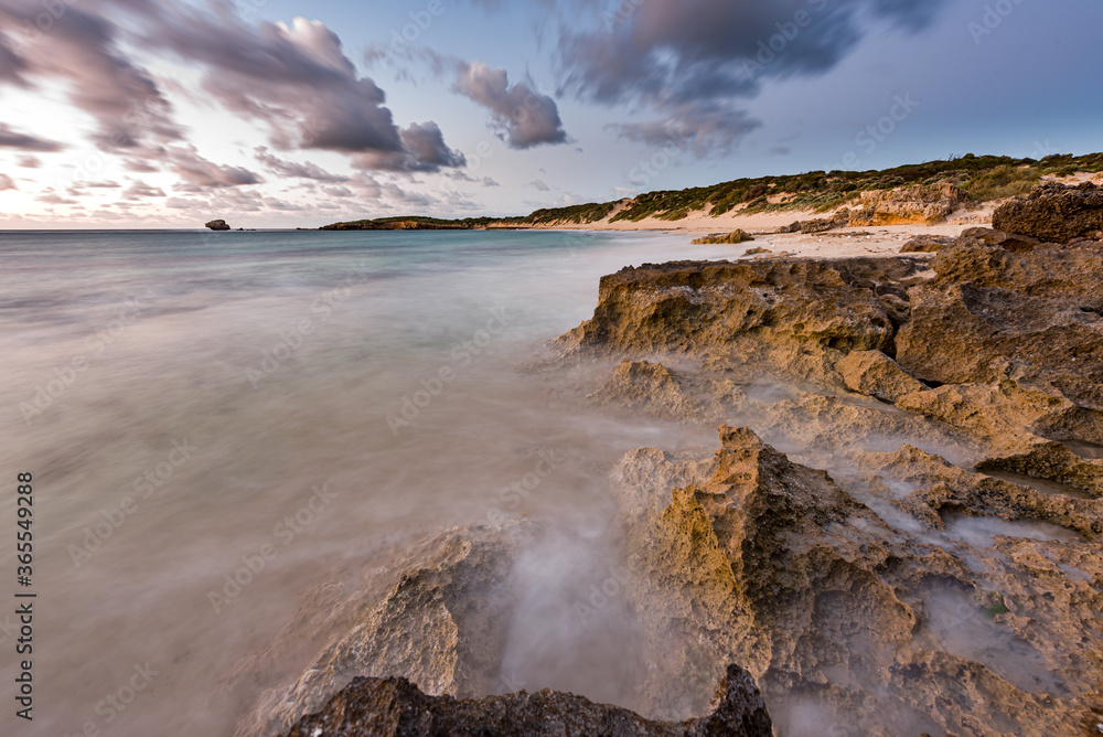 Long exposure of waves crashing at Cape Peron, Western Australia Long exposure of waves crashing at Cape Peron, Western Australia