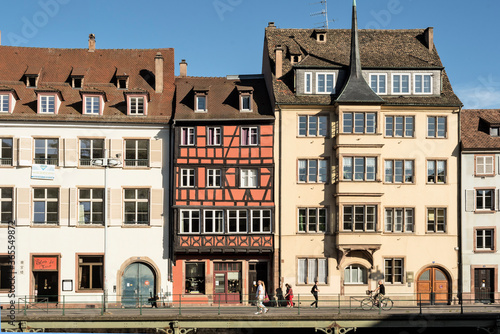 Traditional half-timbered houses on the canals district in Strasbourg