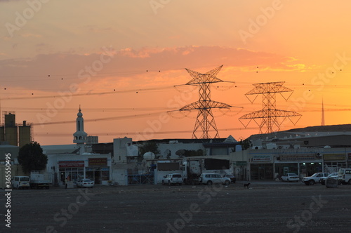 sunset in the city of sharjah ,UAE .