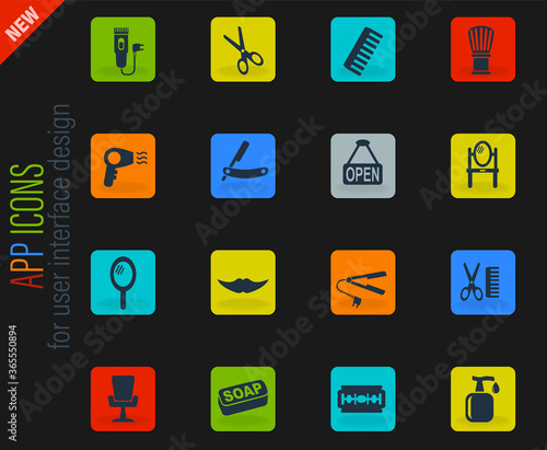 barbershop icon set