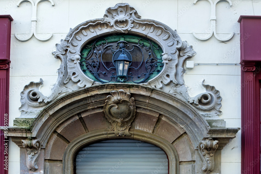detail of the facade of a house in Strasbourg, France