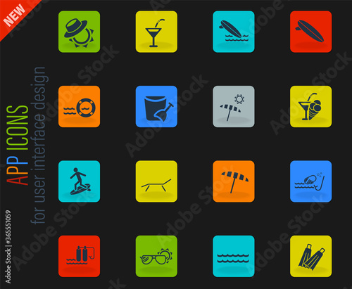 beach icon set
