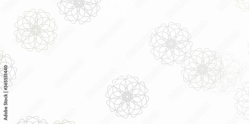 Naklejka premium Light gray vector doodle pattern with flowers.