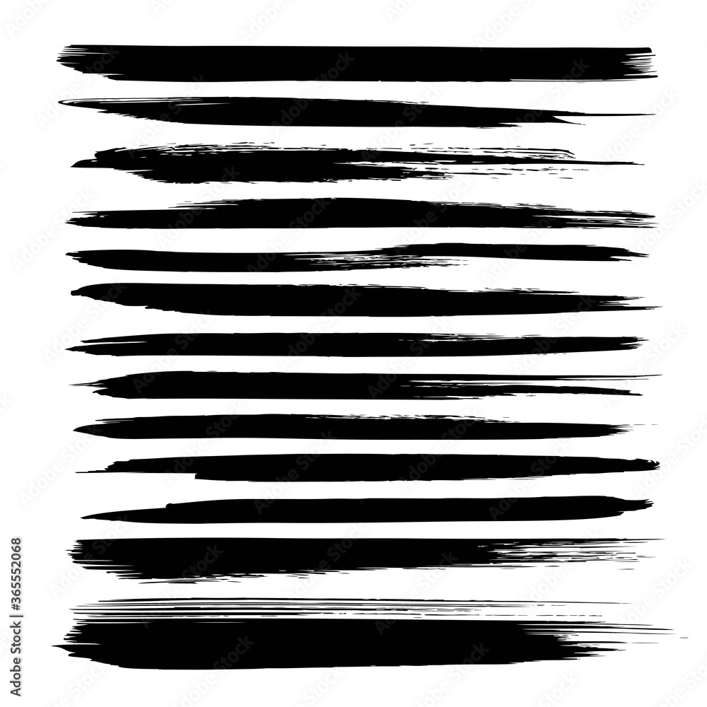 Abstract  black textured long strokes isolated on white background 1