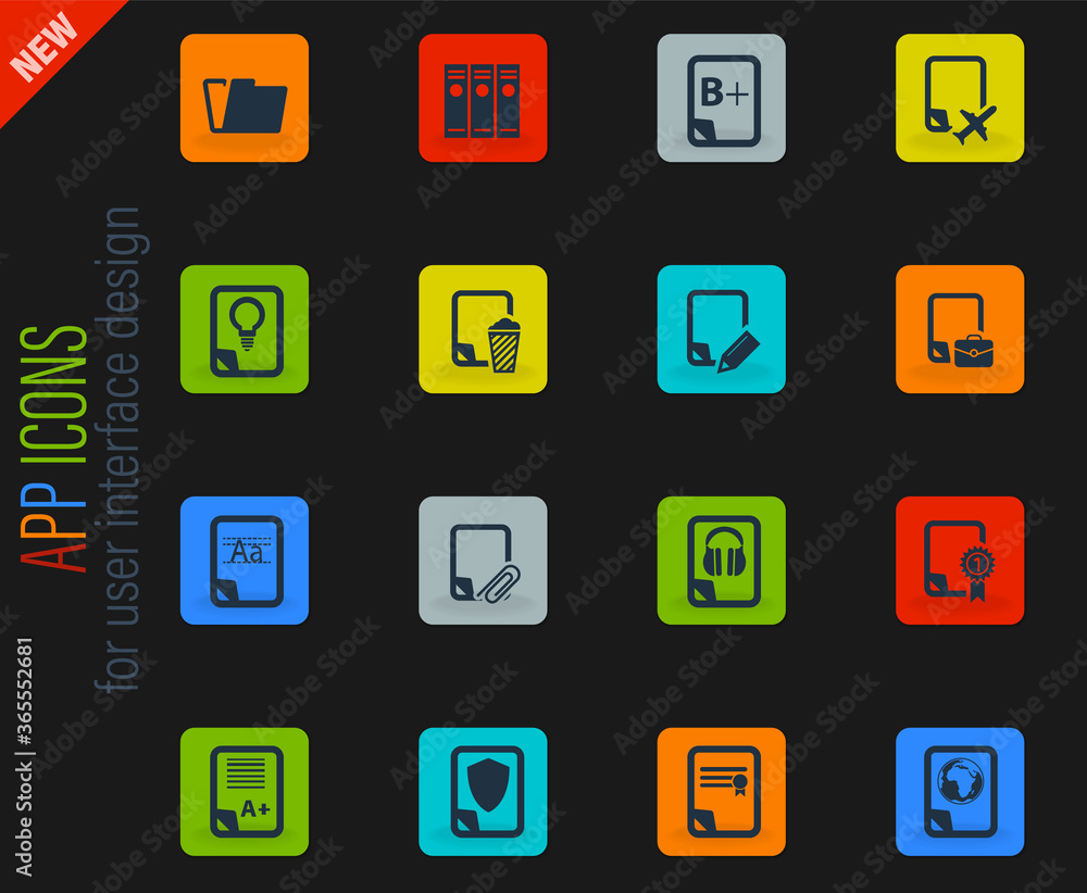 Documents icons set Documents icons set